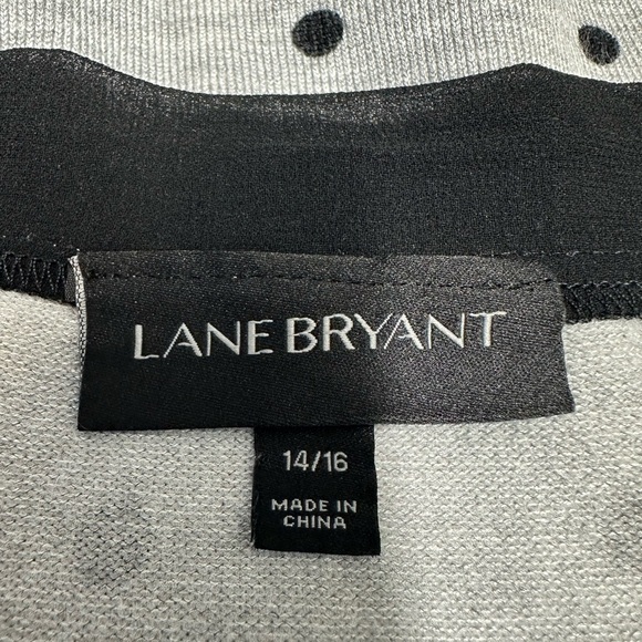 Lane Bryant Polka Dot Sweater 14/16 Gray Black V Neck Chiffon Trim Sz 14 - Picture 7 of 8